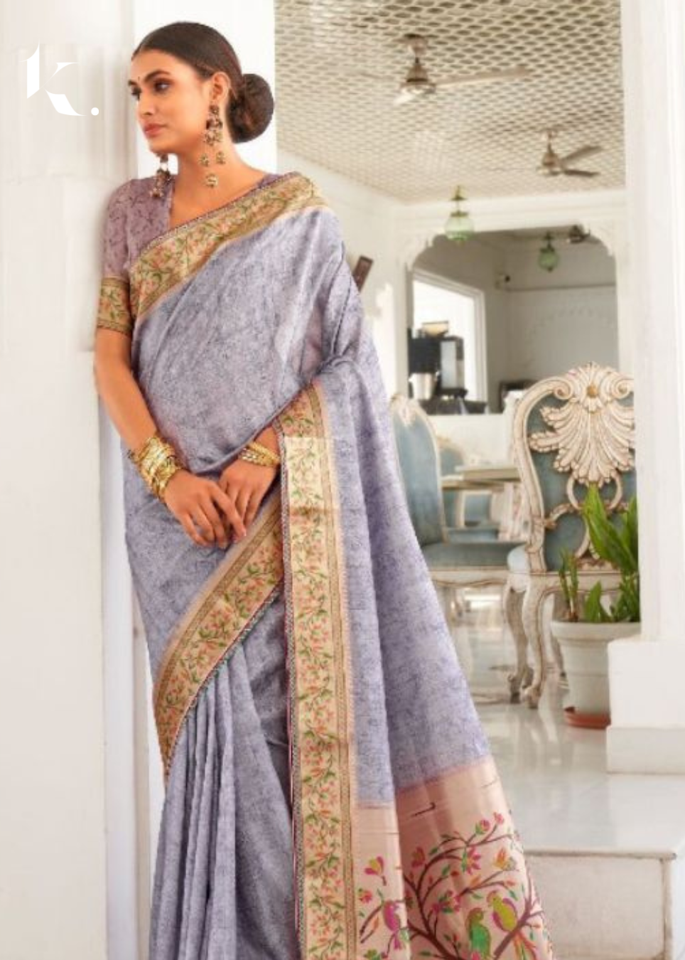 Light Purple art silk Digital Printed Casual - Festive wear Saree