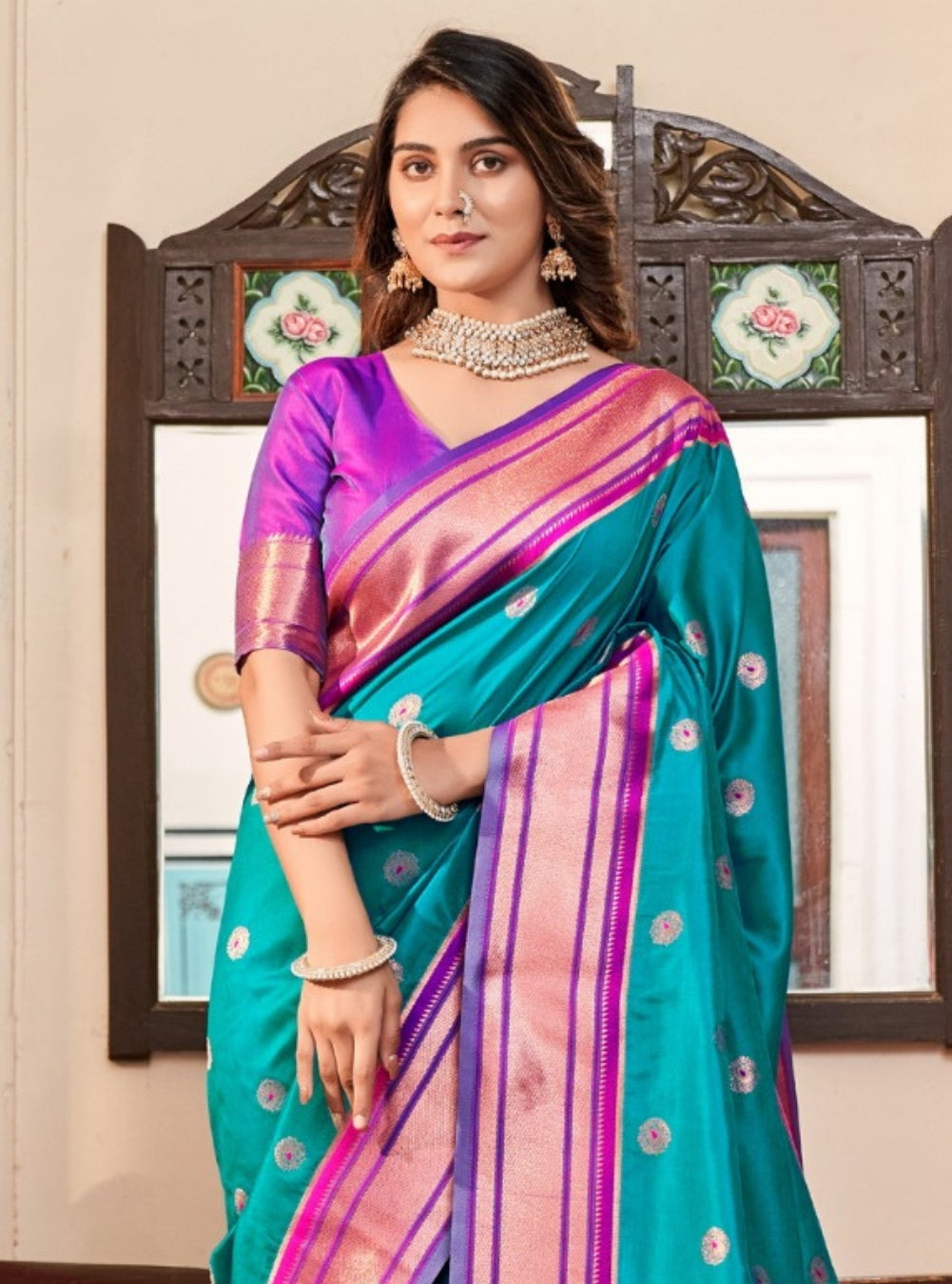 Deals Pure soft silk saree, wedding saree, jacquard weaving work saree, saree blouse, designer saree, Blouse for women, pink saree, paithani