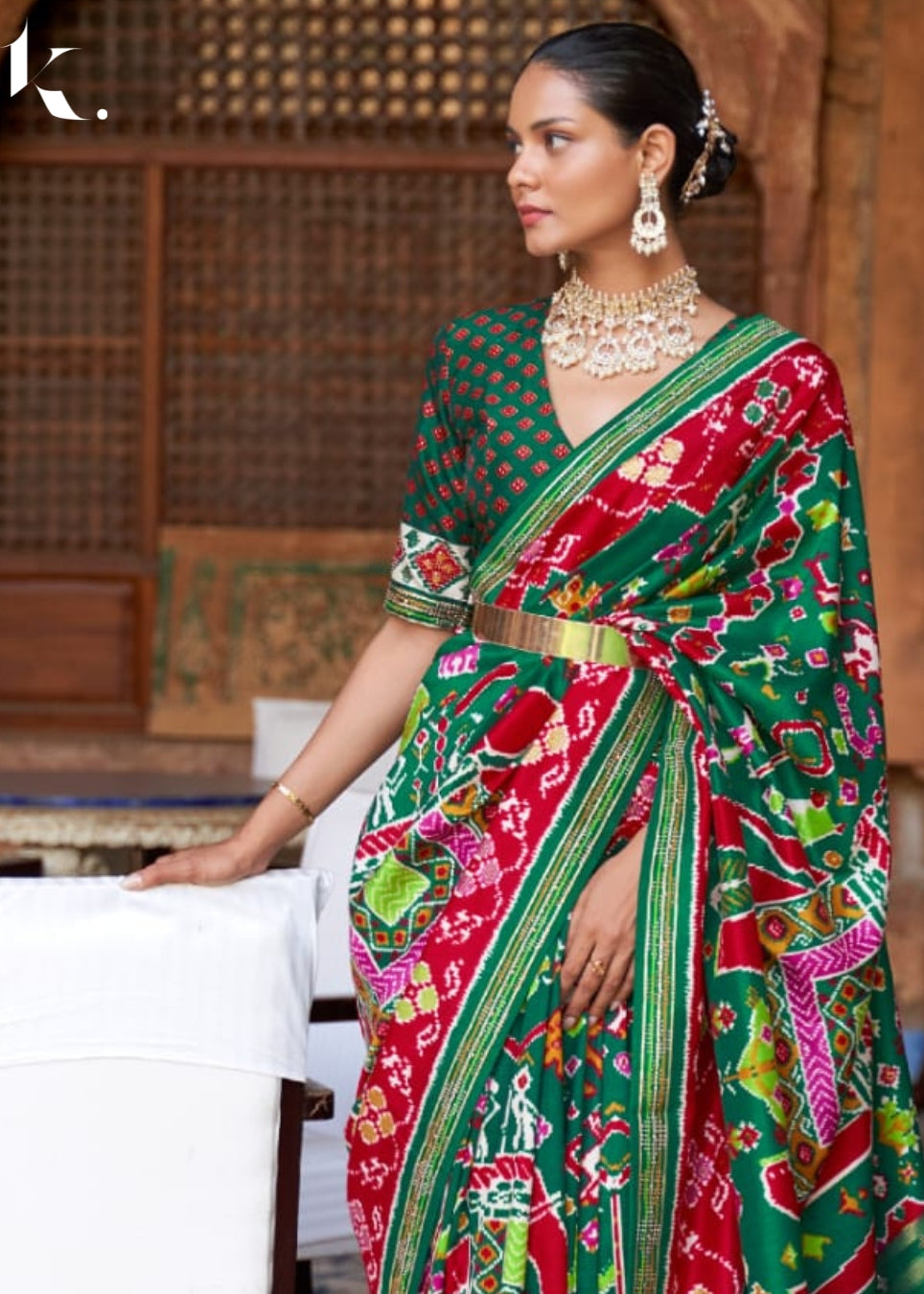 Red Premium Pure Soft Silk Patola Printed Wedding Wear Saree