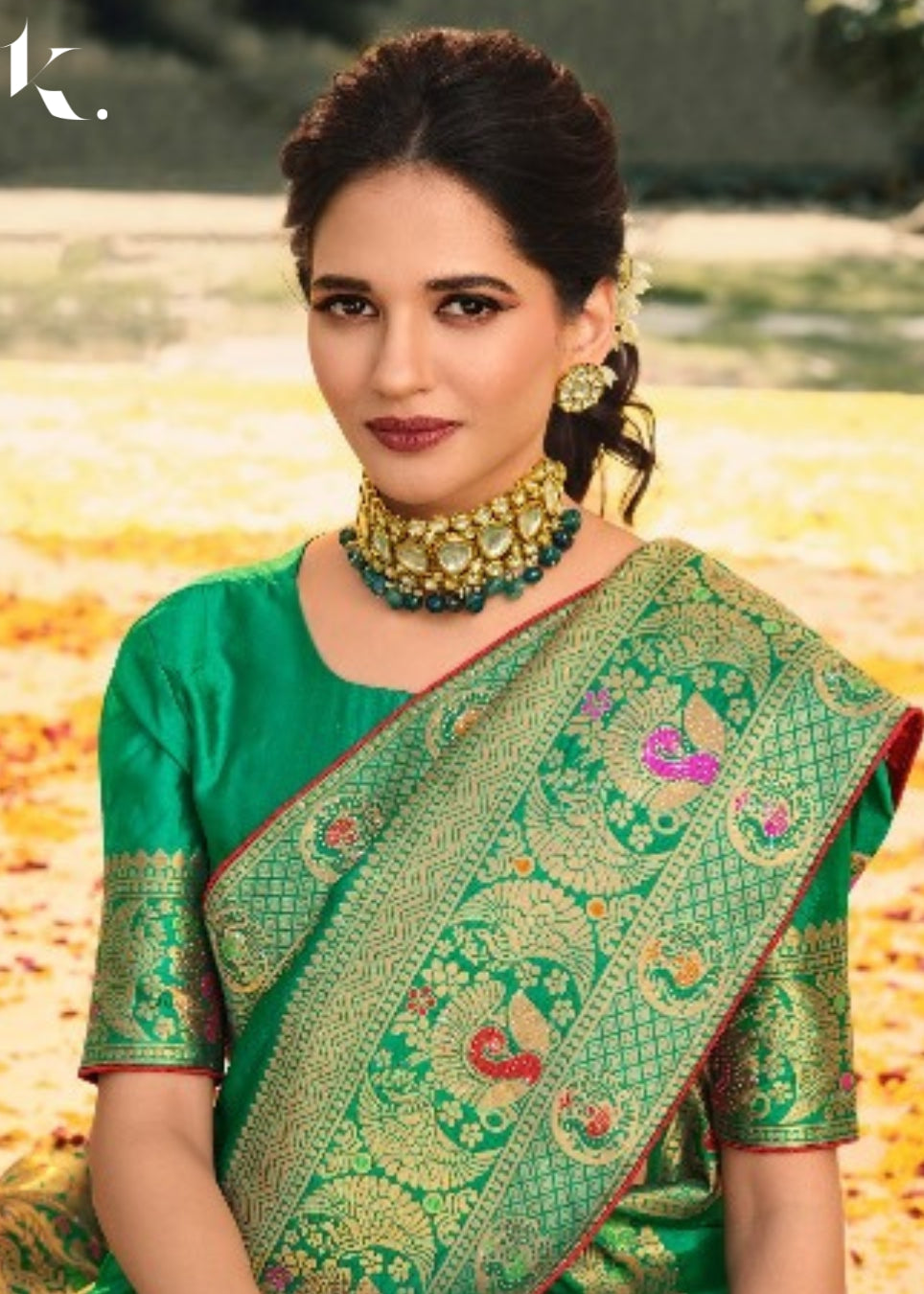 Sea Green Premium Silk Zari Weaving Jacquard With Swarovski Work Wedding Wear Saree