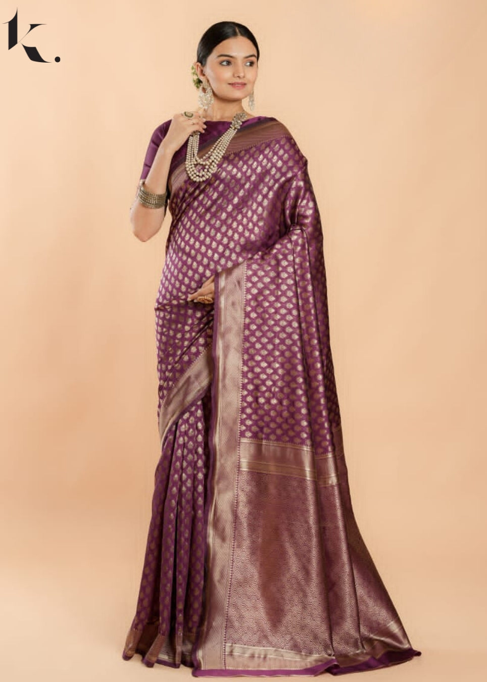 Wine Soft Silk Digital Printed Wedding Wear Saree - Ikonikbez