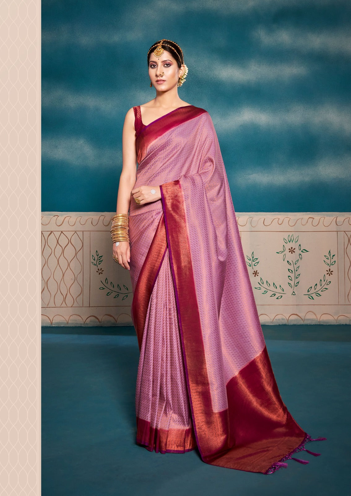 Pink Yellow Soft Soft Kanjivaram Silk Saree